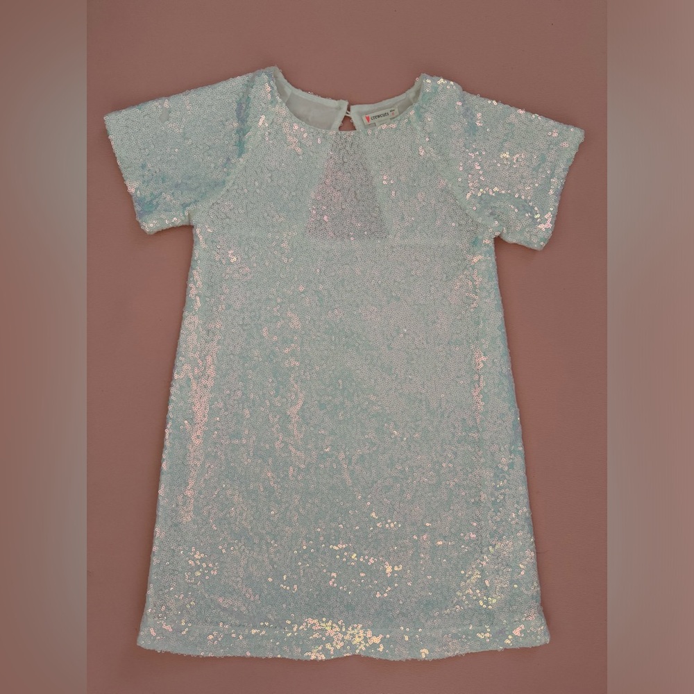 Crewcuts Iridescent white girls sequin dress - like new